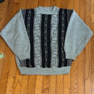 Elegant Gray and Black Crewneck Sweater